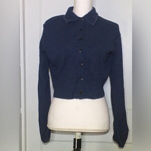 GAP Navy Blue Button-Up Women's Sweater with Extra Long Sleeves